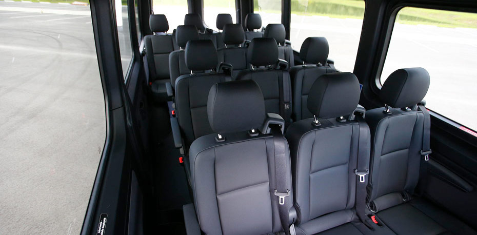 View of passenger van interior. 